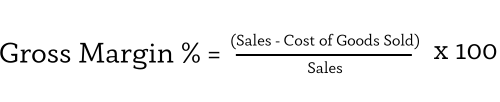 A financial equation expressing gross margin as the difference between total sales and the cost of goods sold, divided by total sales.